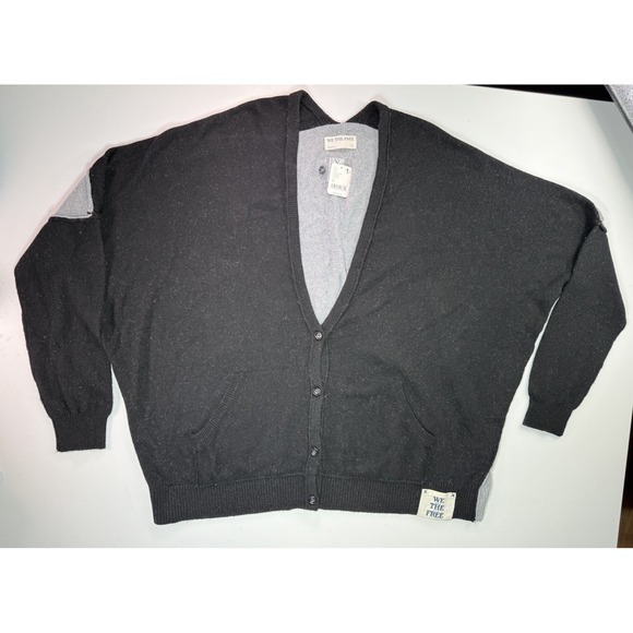 Free People Sweaters - We The Free People Essential Cardi‎ Oversized Cardigan XL Black & Grey NWT